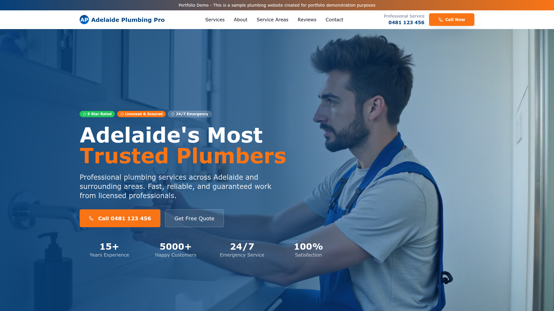 Adelaide Plumbing Pro - Professional web design showcase for Trade Services in Adelaide